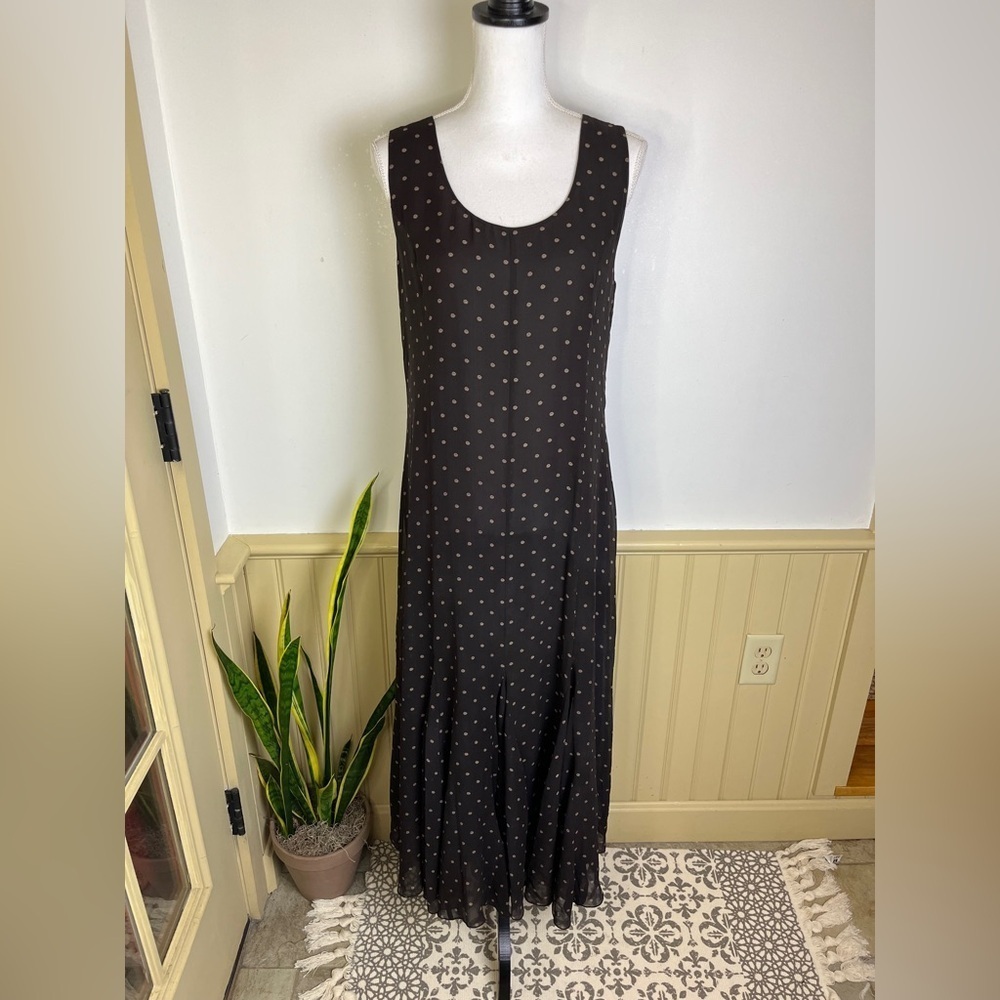 Chico's Black and Gold Polka Dot Maxi Dress